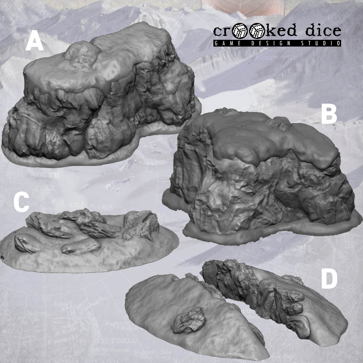 Snow Covered Rocks STL